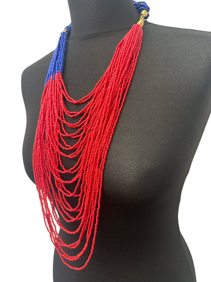 Authentic African Braided Design Long Beaded Necklace - Fatisha Boutique