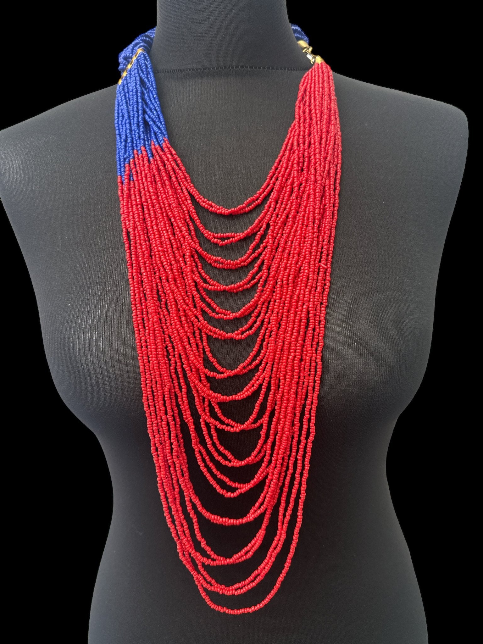 Authentic African Braided Design Long Beaded Necklace - Fatisha Boutique