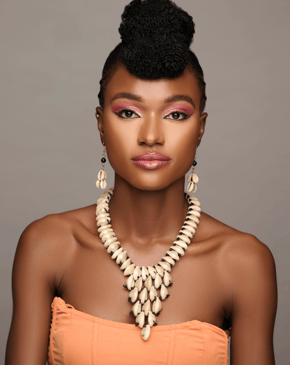Authentic African Cowrie Seashells Beaded Necklace Pendant - Fatisha Boutique