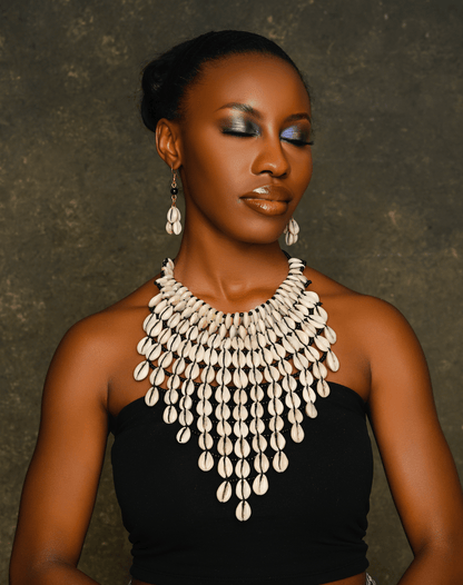 Authentic African Craftsmanship Cowrie Sea Shell Ethnic Collar Necklace - Fatisha Boutique