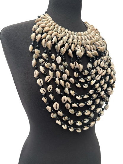 Authentic African Craftsmanship Ethnic Cowrie Sea Shell Beaded Tassel Necklace - Fatisha Boutique