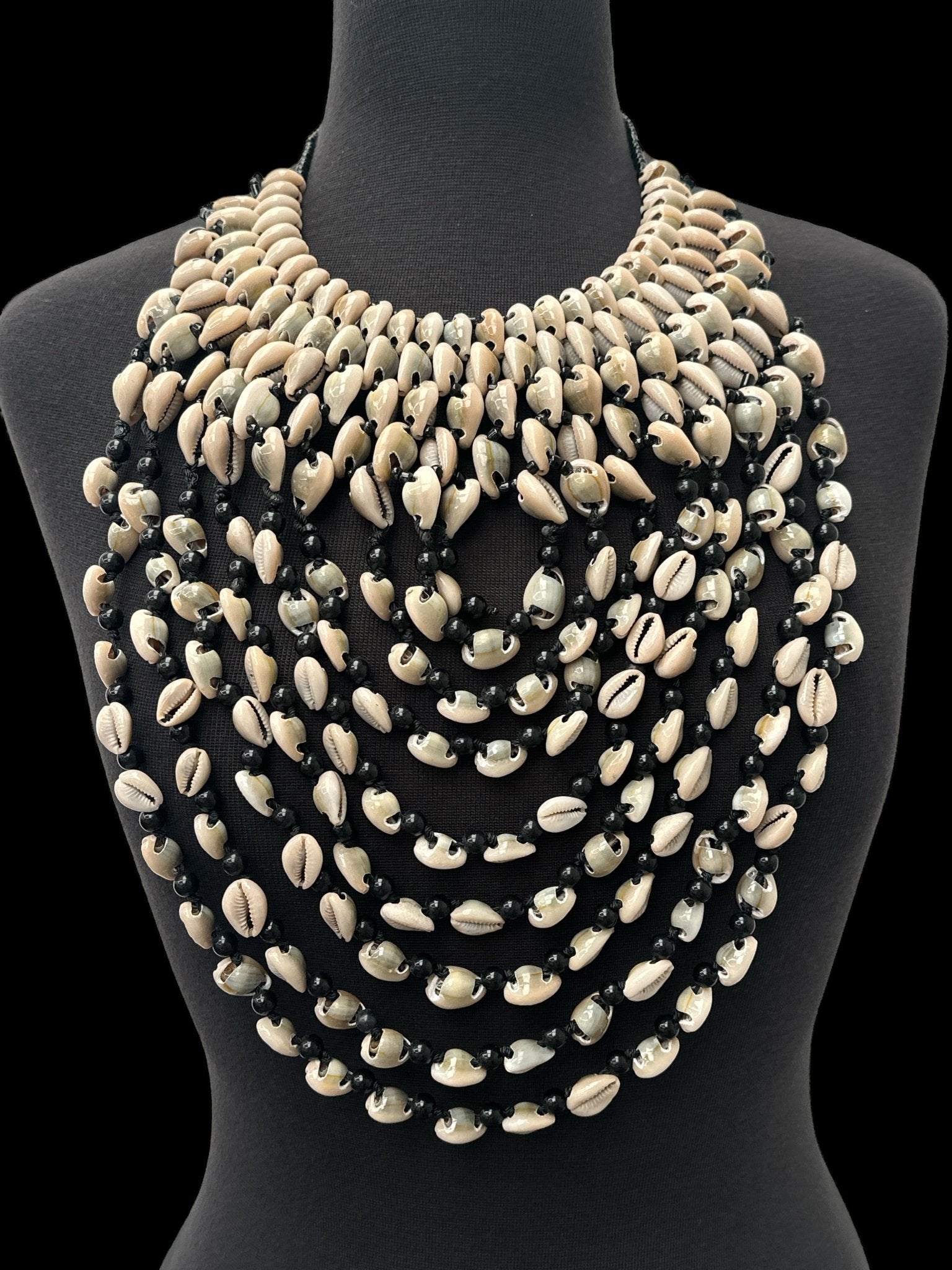 Authentic African Craftsmanship Ethnic Cowrie Sea Shell Beaded Tassel Necklace - Fatisha Boutique