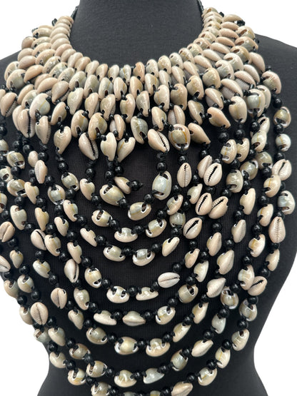 Authentic African Craftsmanship Ethnic Cowrie Sea Shell Beaded Tassel Necklace - Fatisha Boutique
