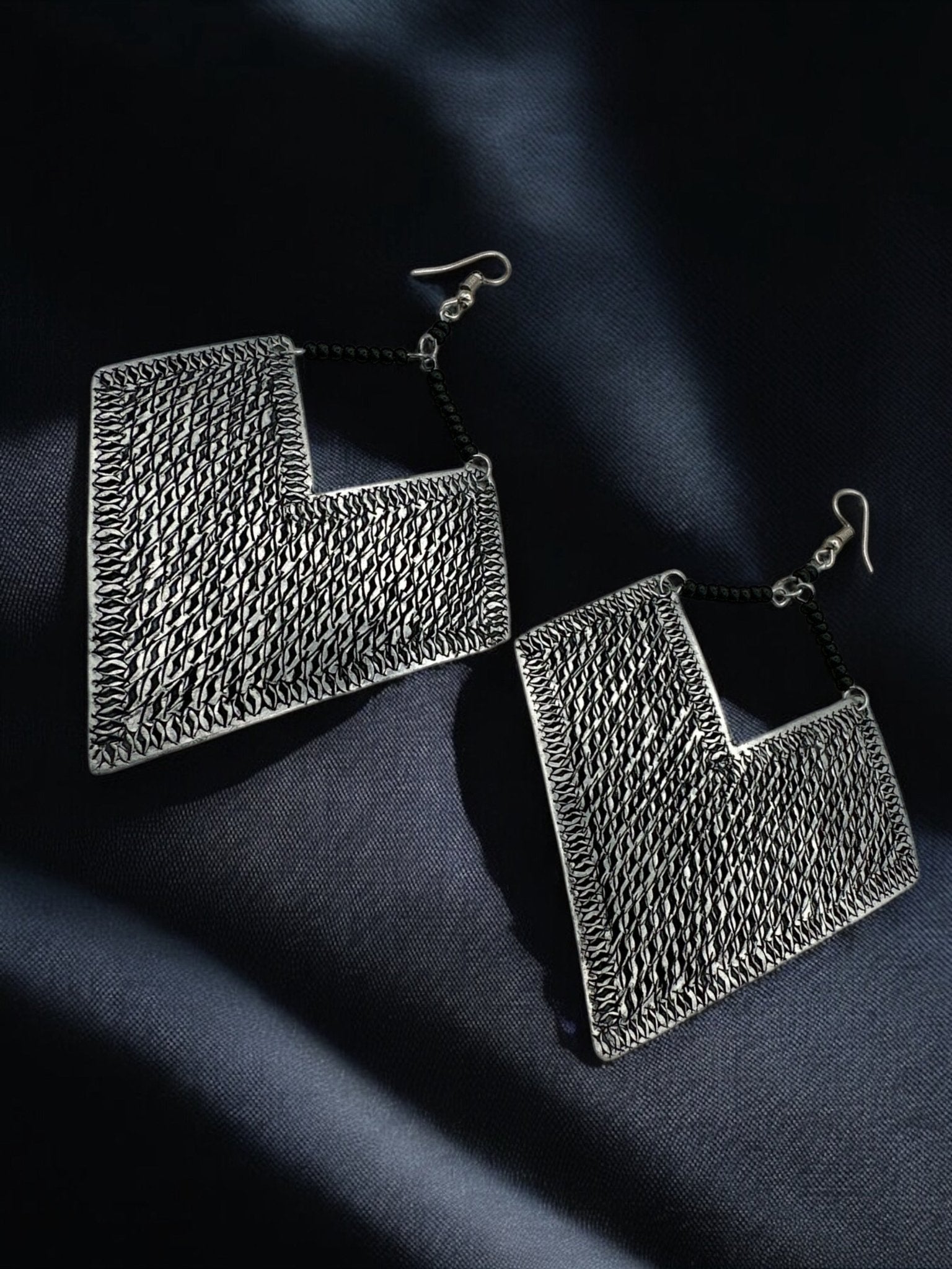 Authentic African Engraved Aluminum Statement Dangle Earrings - Fatisha Boutique