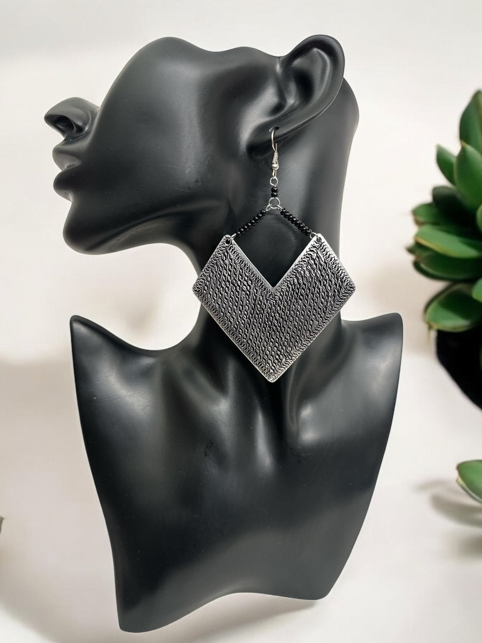 Authentic African Engraved Aluminum Statement Dangle Earrings - Fatisha Boutique