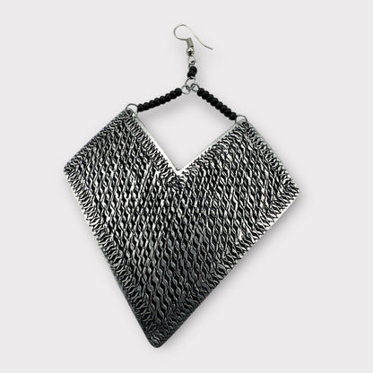 Authentic African Engraved Aluminum Statement Dangle Earrings - Fatisha Boutique