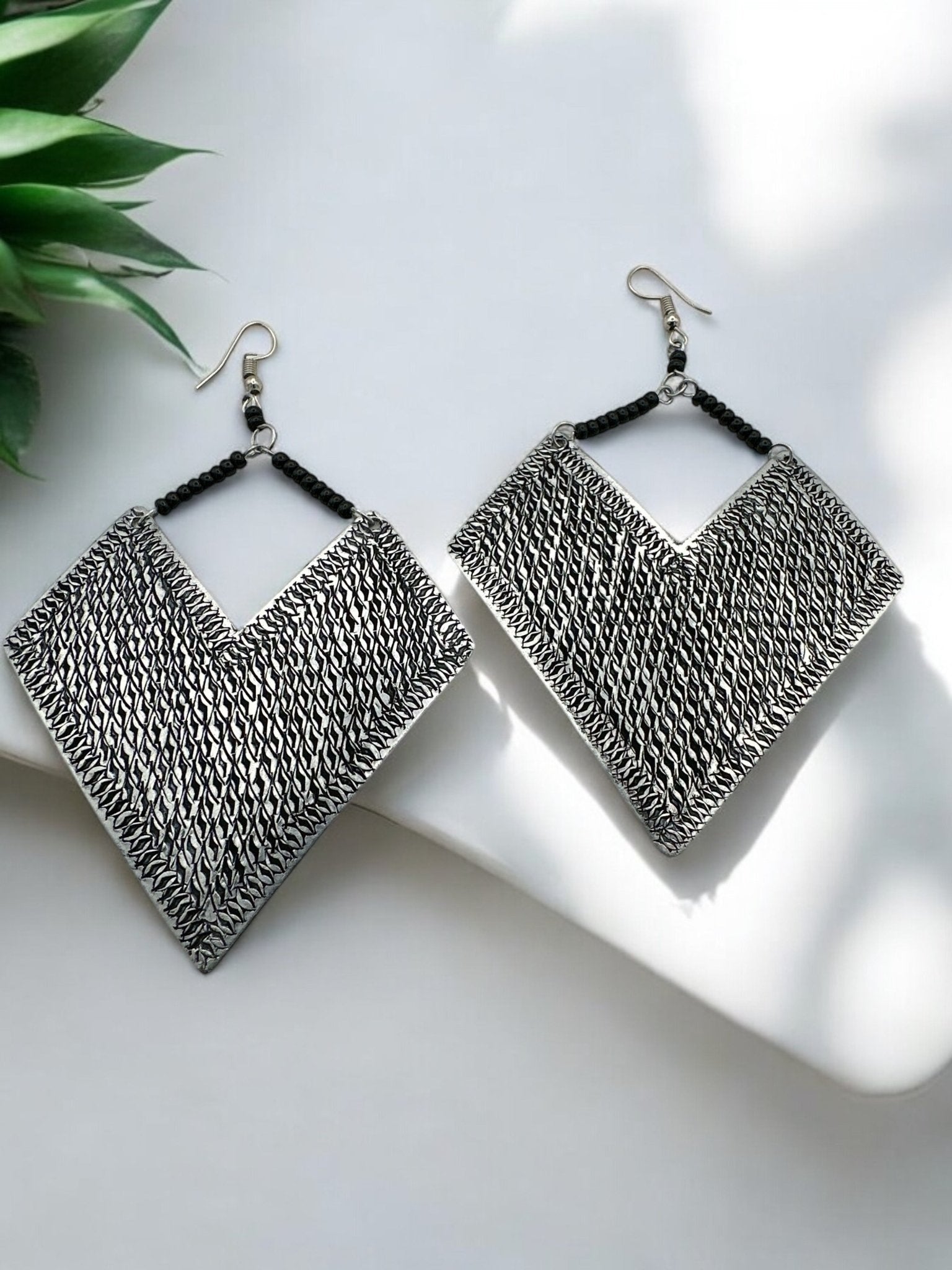 Authentic African Engraved Aluminum Statement Dangle Earrings - Fatisha Boutique