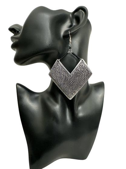 Authentic African Engraved Aluminum Statement Dangle Earrings - Fatisha Boutique