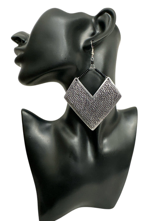 Authentic African Engraved Aluminum Statement Dangle Earrings - Fatisha Boutique