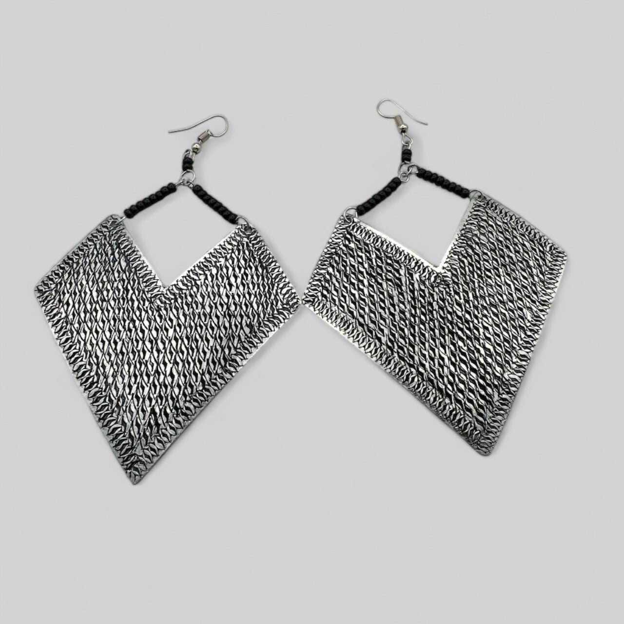 Authentic African Engraved Aluminum Statement Dangle Earrings - Fatisha Boutique