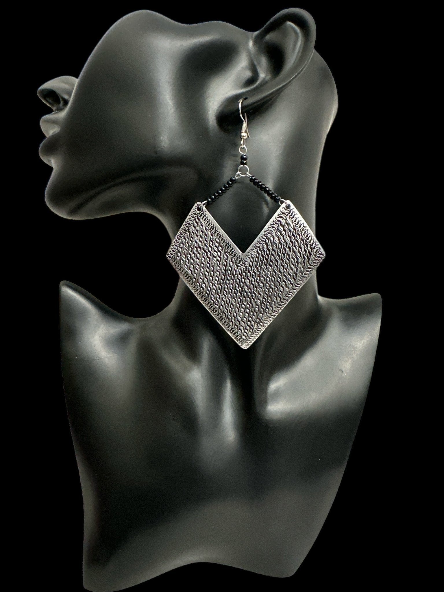 Authentic African Engraved Aluminum Statement Dangle Earrings - Fatisha Boutique