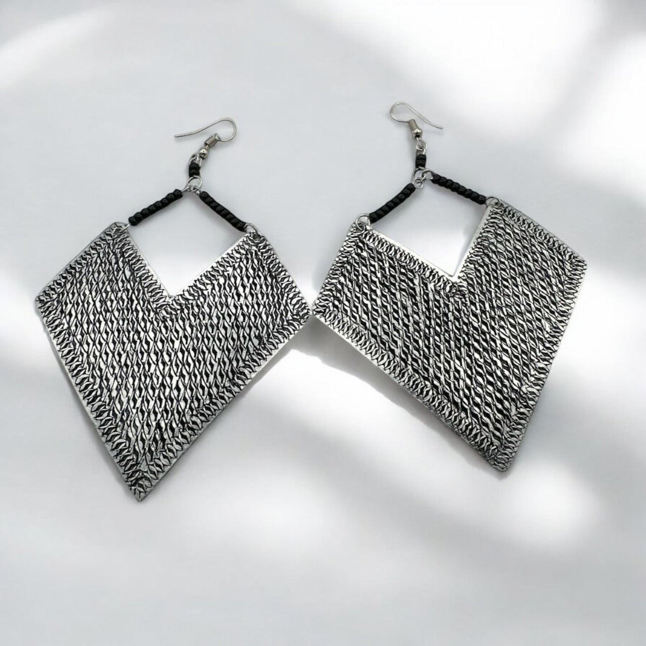 Authentic African Engraved Aluminum Statement Dangle Earrings - Fatisha Boutique