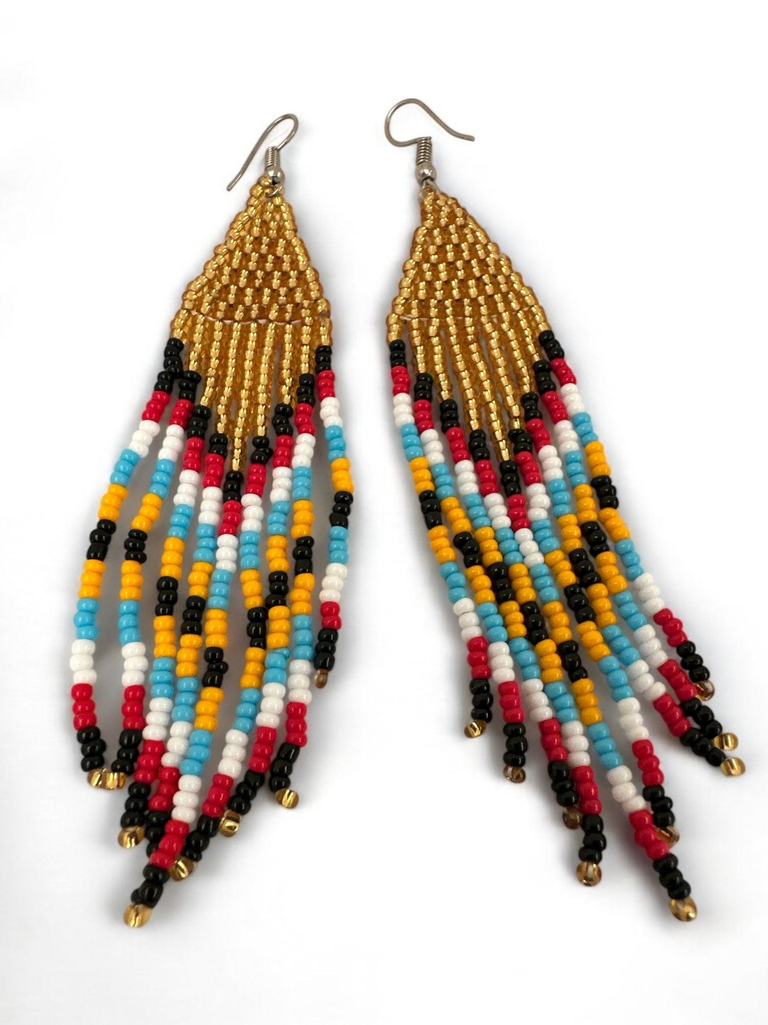 Authentic African Gold Beaded Ethnic Dangle Earrings - Fatisha Boutique
