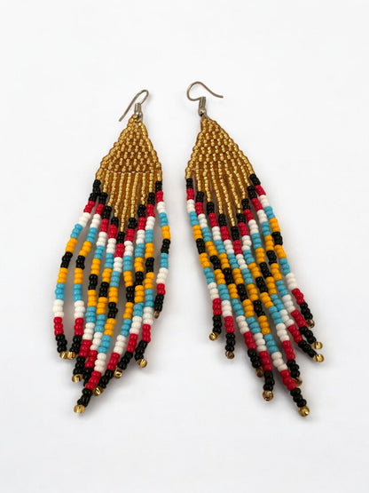 Authentic African Gold Beaded Ethnic Dangle Earrings - Fatisha Boutique