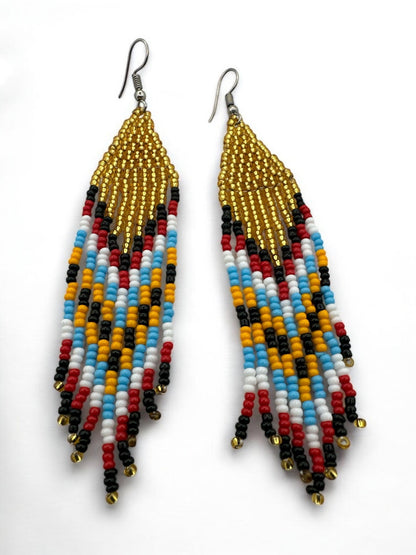 Authentic African Gold Beaded Ethnic Dangle Earrings - Fatisha Boutique