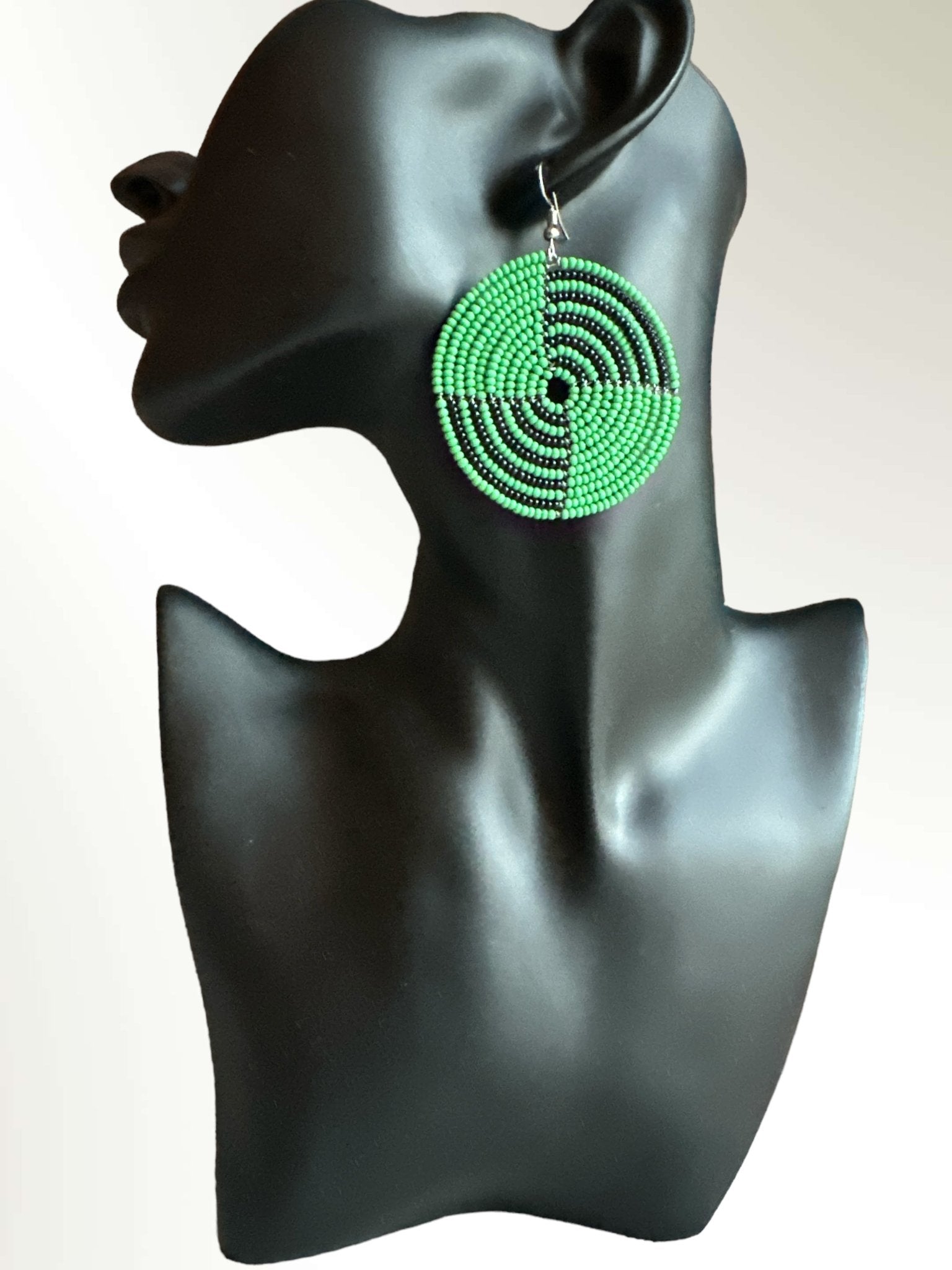 Authentic African Green Beaded Dangle Earrings - Fatisha Boutique