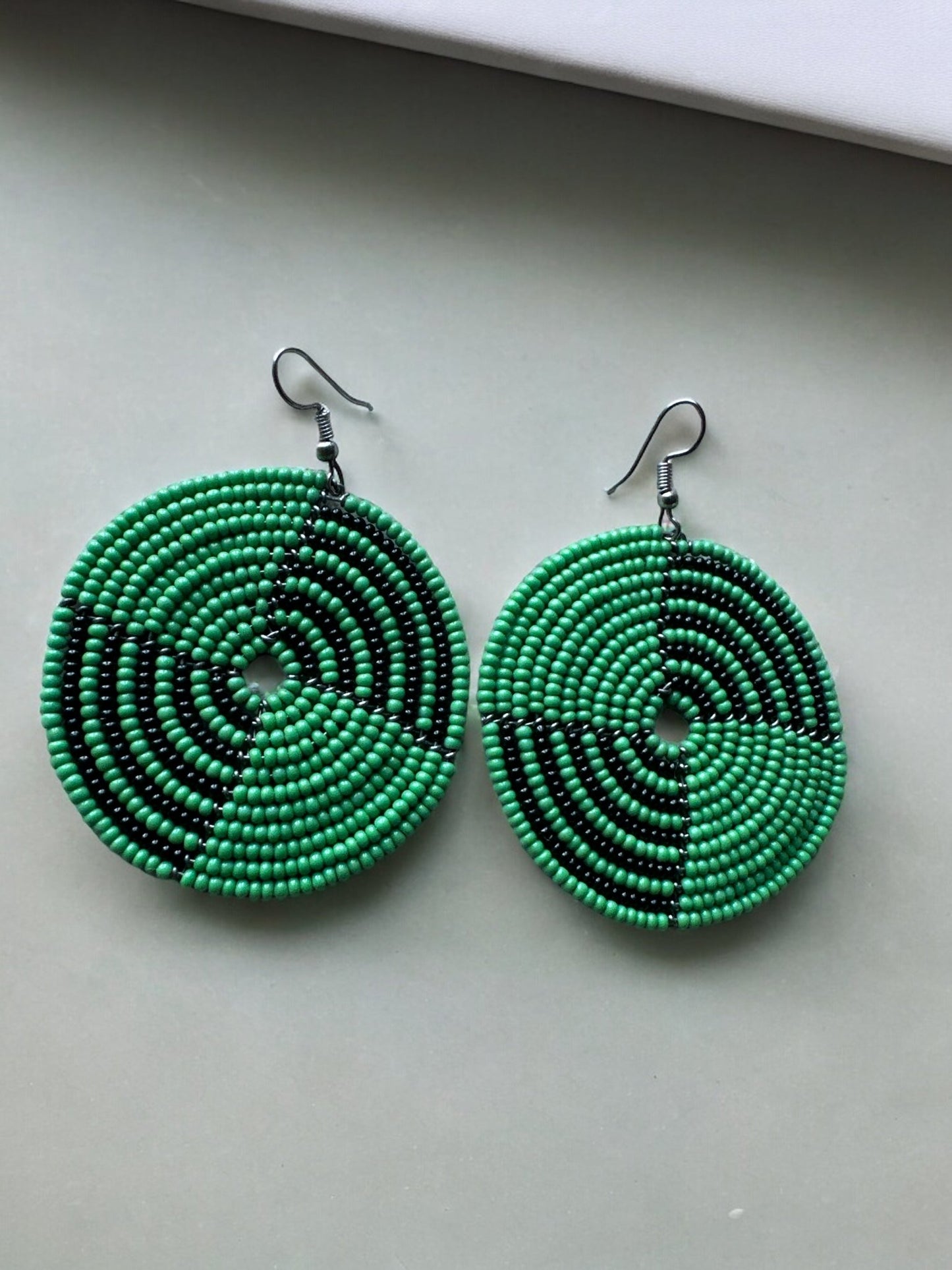 Authentic African Green Beaded Dangle Earrings - Fatisha Boutique