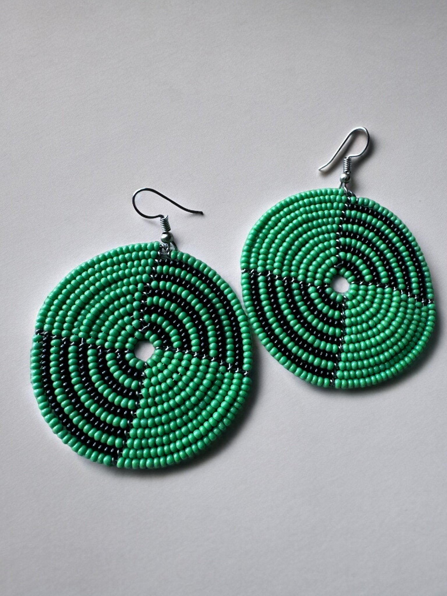 Authentic African Green Beaded Dangle Earrings - Fatisha Boutique
