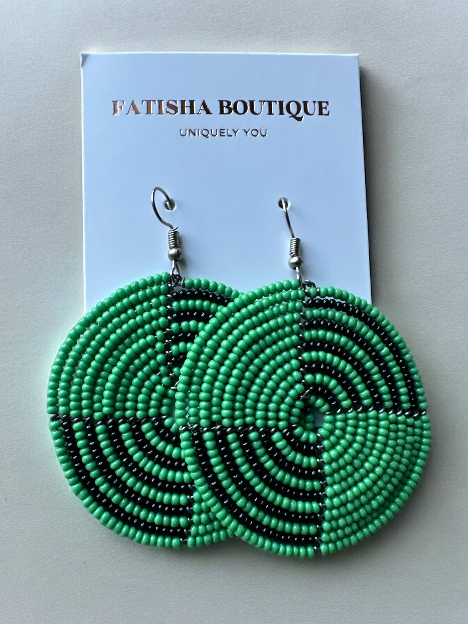 Authentic African Green Beaded Dangle Earrings - Fatisha Boutique