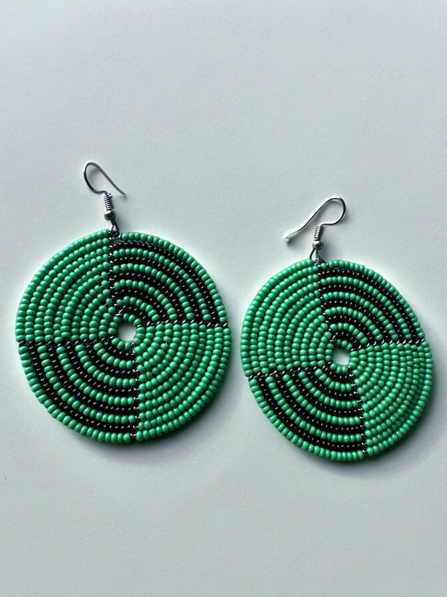 Authentic African Green Beaded Dangle Earrings - Fatisha Boutique