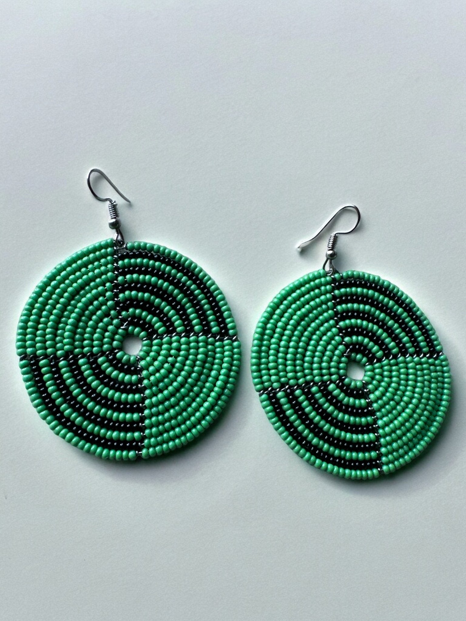 Authentic African Green Beaded Dangle Earrings - Fatisha Boutique