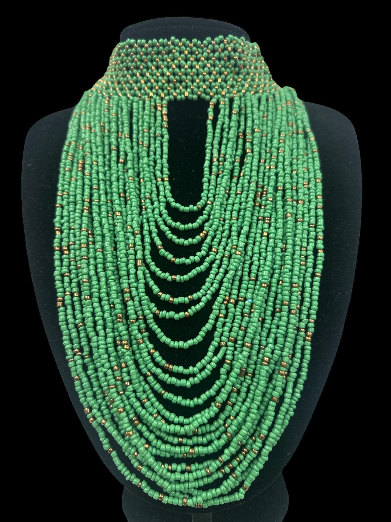 Authentic African Green Beaded Ethnic Choker Necklace - Fatisha Boutique