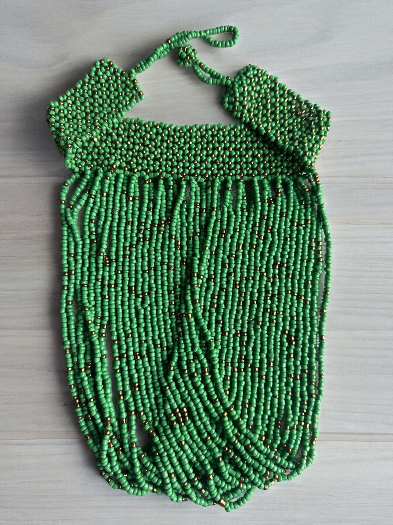Authentic African Green Beaded Ethnic Choker Pendant Necklace - Fatisha Boutique