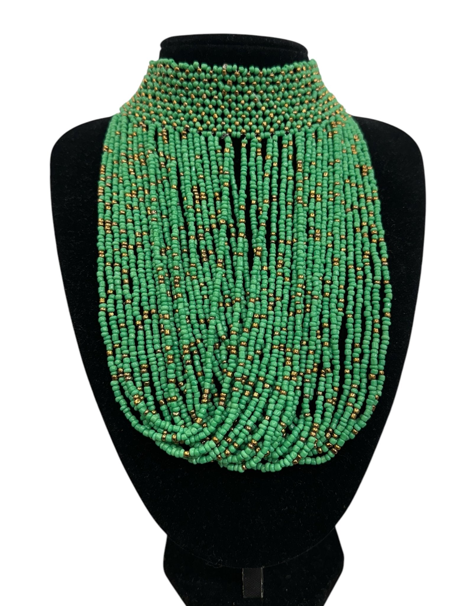 Authentic African Green Beaded Ethnic Choker Pendant Necklace - Fatisha Boutique