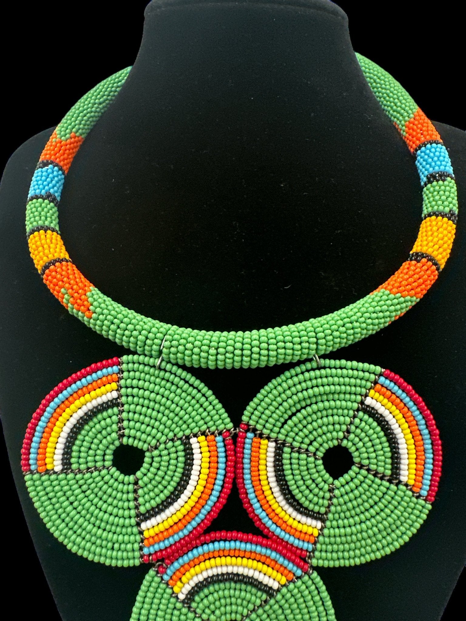 Authentic African Green Beaded Pendant Necklace - Fatisha Boutique