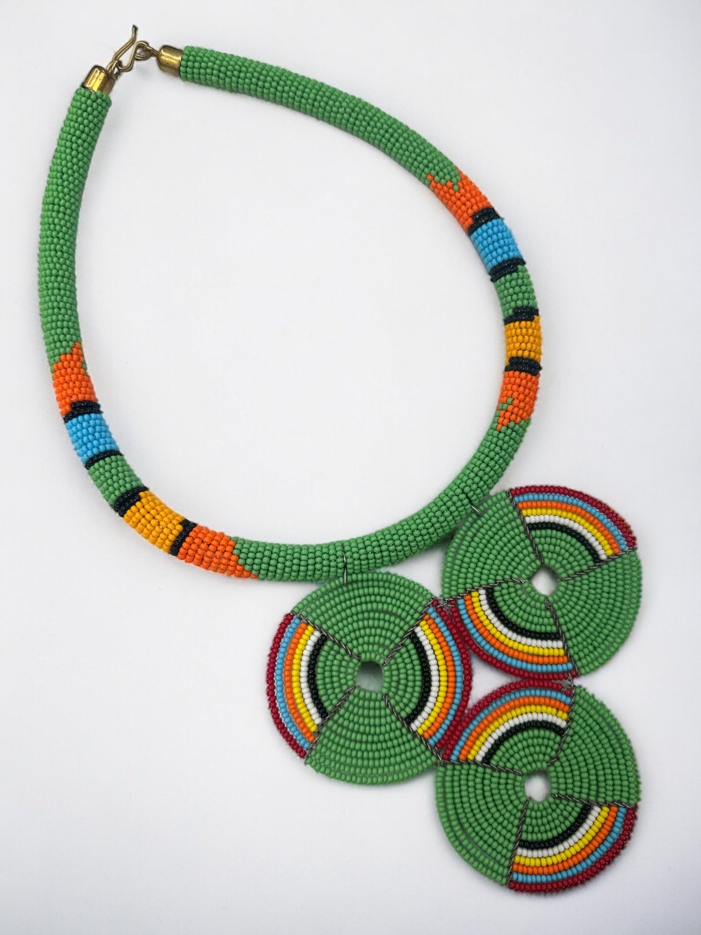 Authentic African Green Beaded Pendant Necklace - Fatisha Boutique
