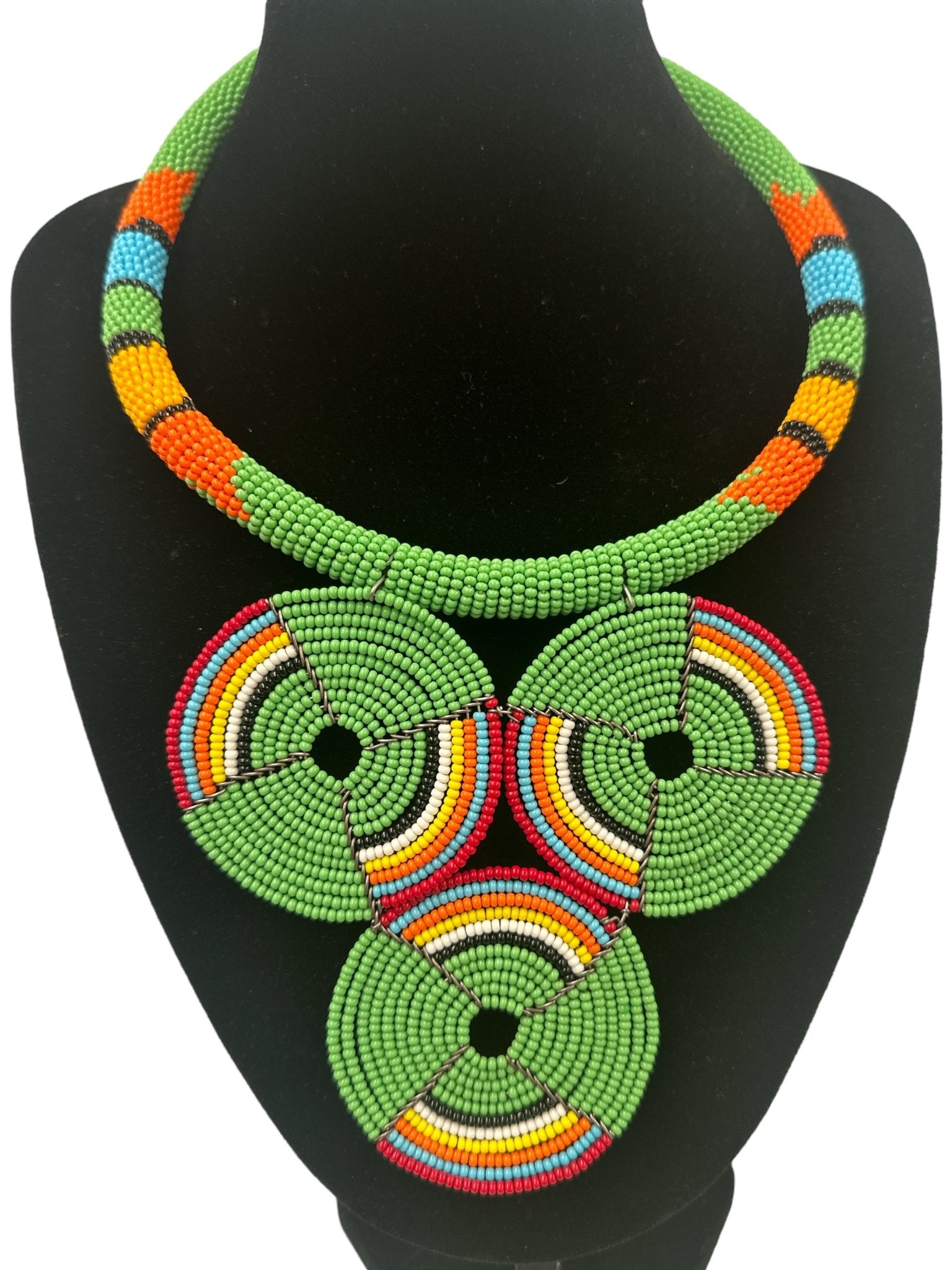 Authentic African Green Beaded Pendant Necklace - Fatisha Boutique