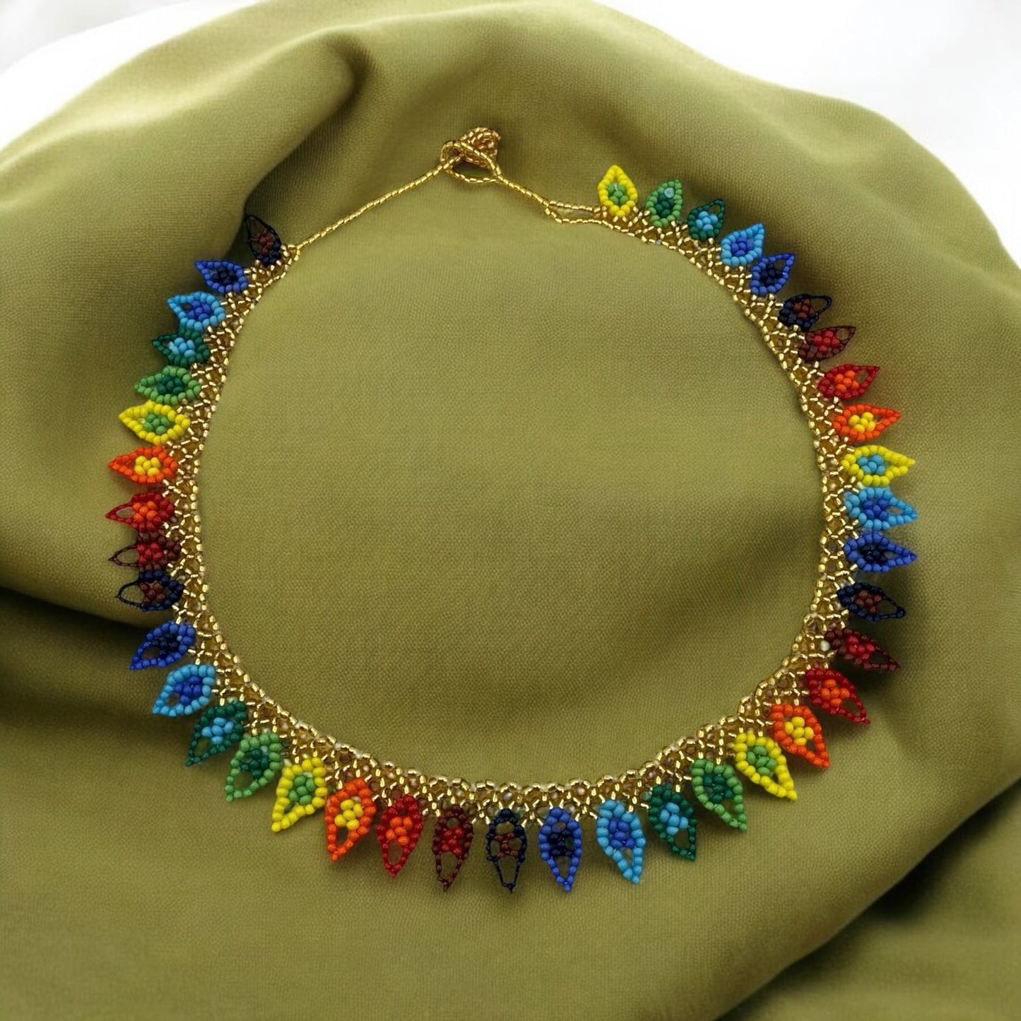 Authentic African Handmade Beaded Choker Necklace – Vibrant Multicolor Ethnic Jewellery for Women - Fatisha Boutique