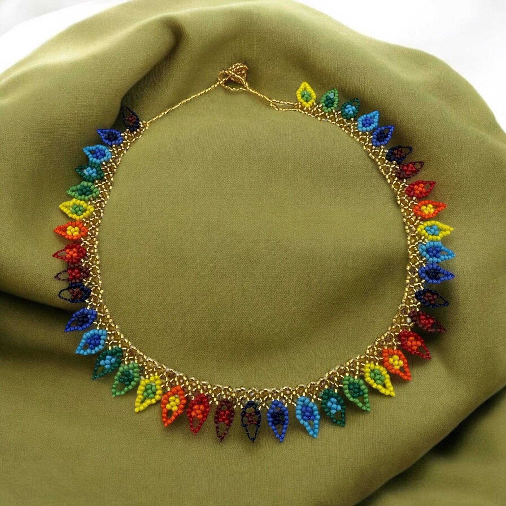 Authentic African Handmade Beaded Choker Necklace – Vibrant Multicolor Ethnic Jewellery for Women - Fatisha Boutique