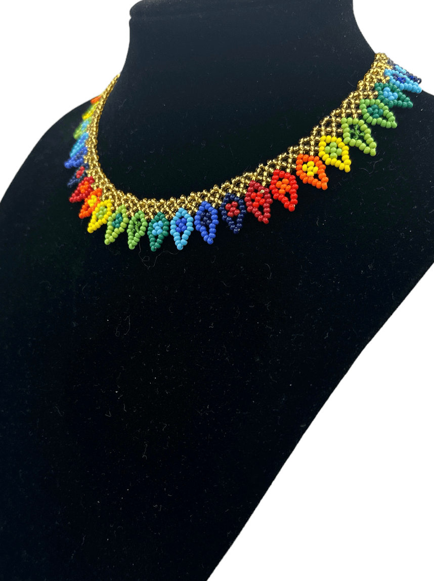 Authentic African Handmade Beaded Choker Necklace – Vibrant Multicolor Ethnic Jewellery for Women - Fatisha Boutique