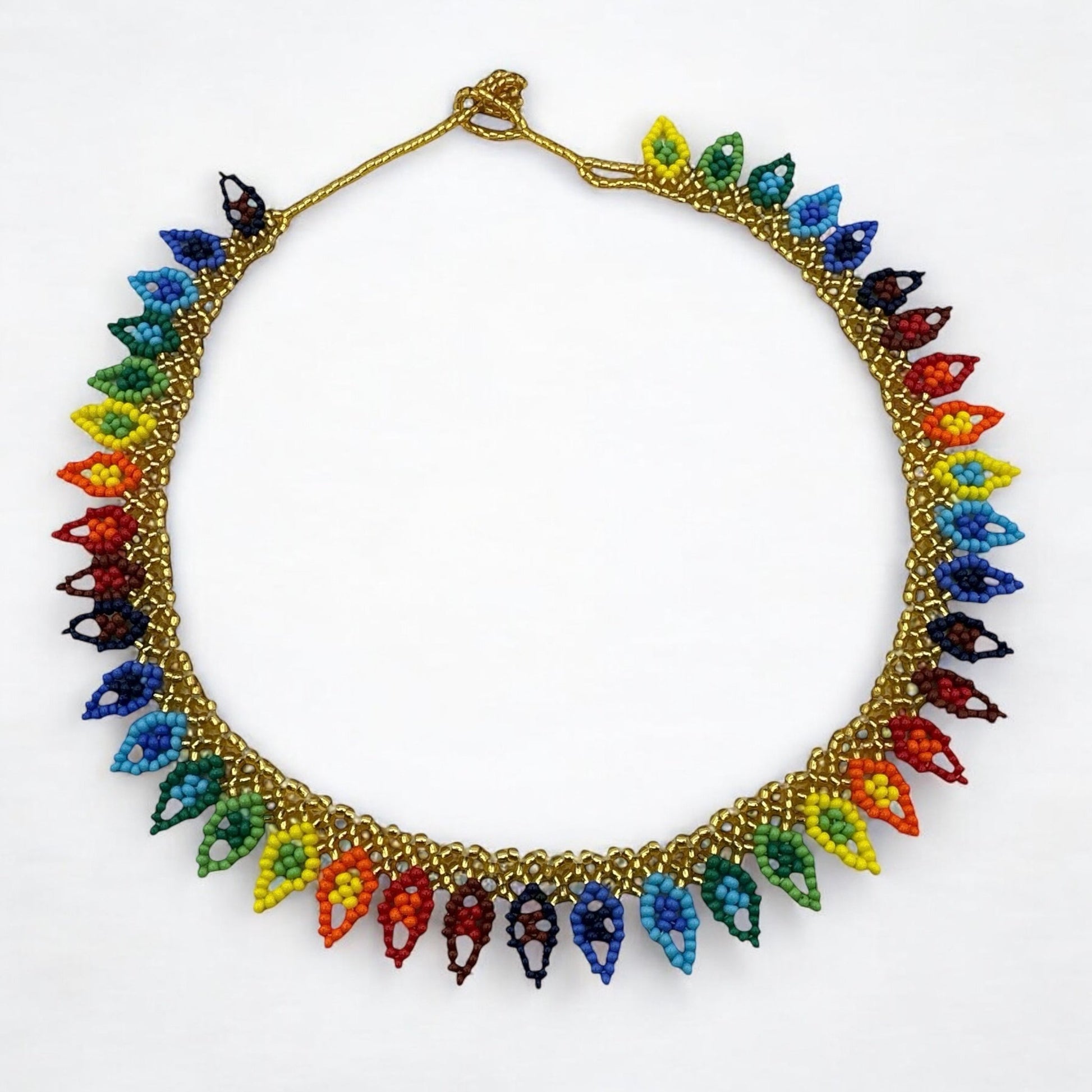 Authentic African Handmade Beaded Choker Necklace – Vibrant Multicolor Ethnic Jewellery for Women - Fatisha Boutique