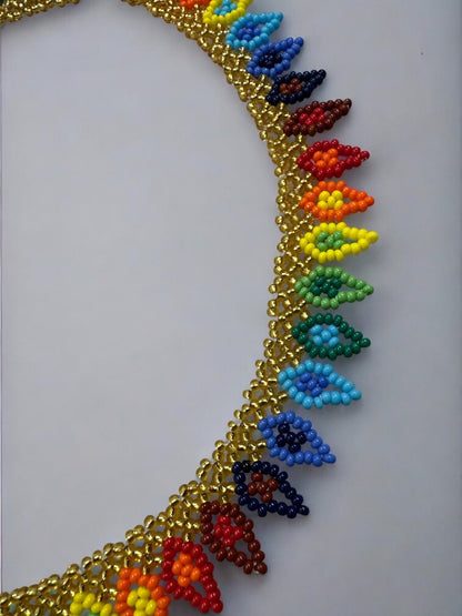 Authentic African Handmade Beaded Choker Necklace – Vibrant Multicolor Ethnic Jewellery for Women - Fatisha Boutique