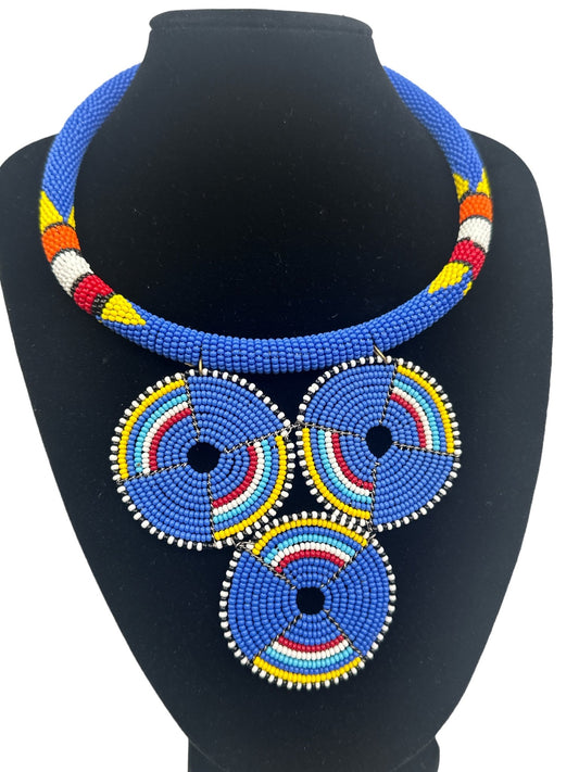 Authentic African Lilac Beaded Pendant Necklace - Fatisha Boutique