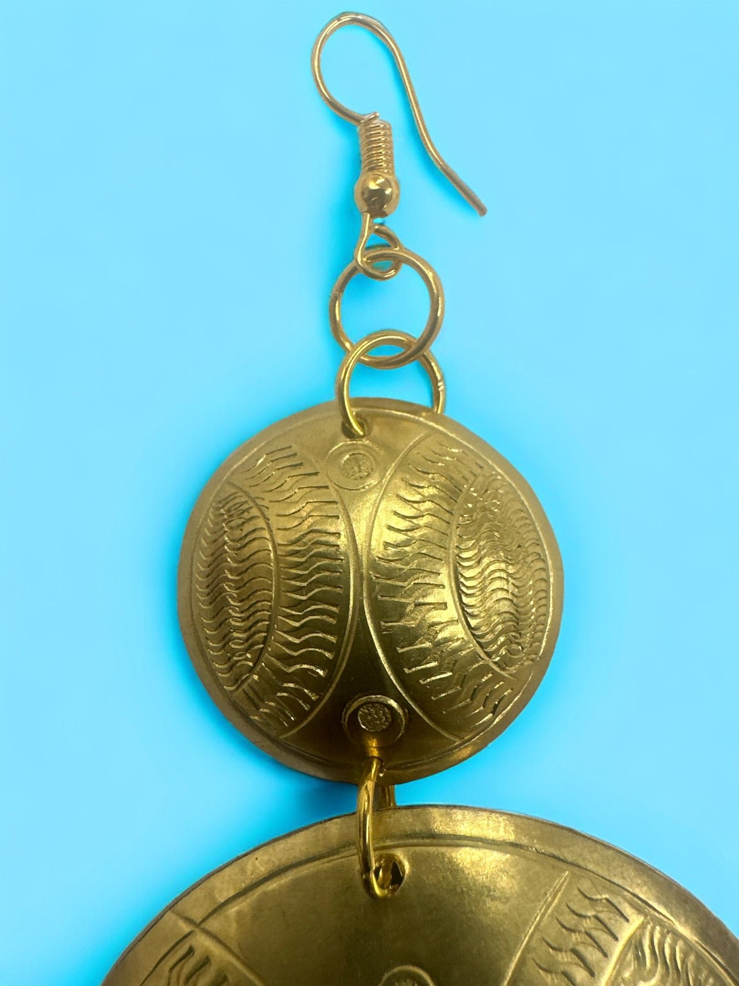 Authentic African Long Engraved Brass Dangle Earrings - Fatisha Boutique