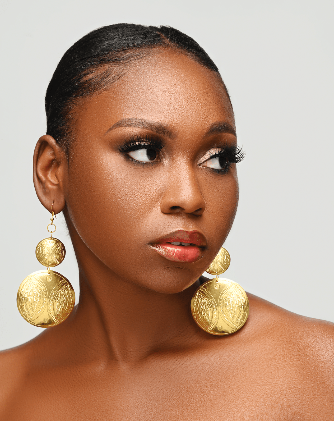 Authentic African Long Engraved Brass Dangle Earrings - Fatisha Boutique
