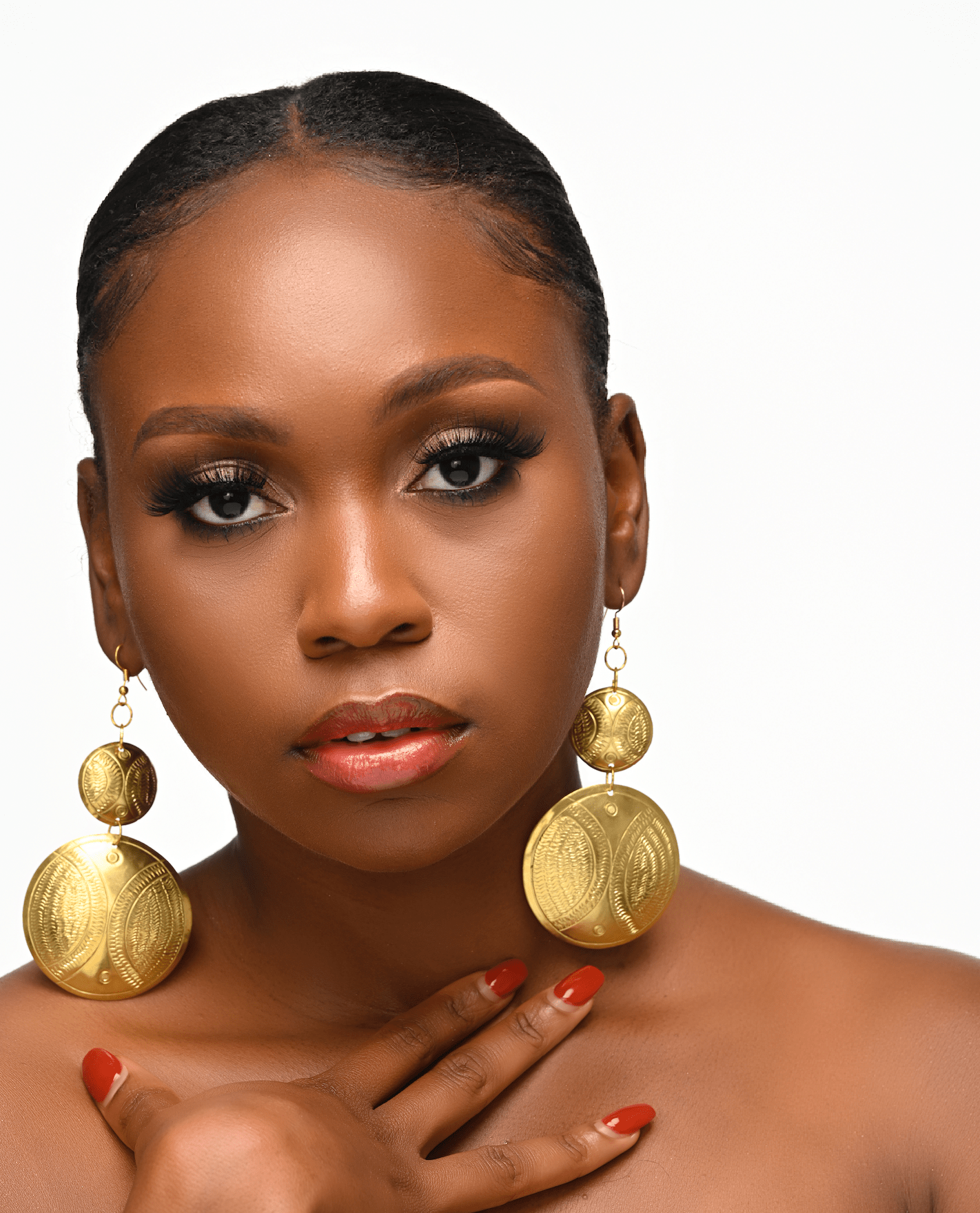 Authentic African Long Engraved Brass Dangle Earrings - Fatisha Boutique