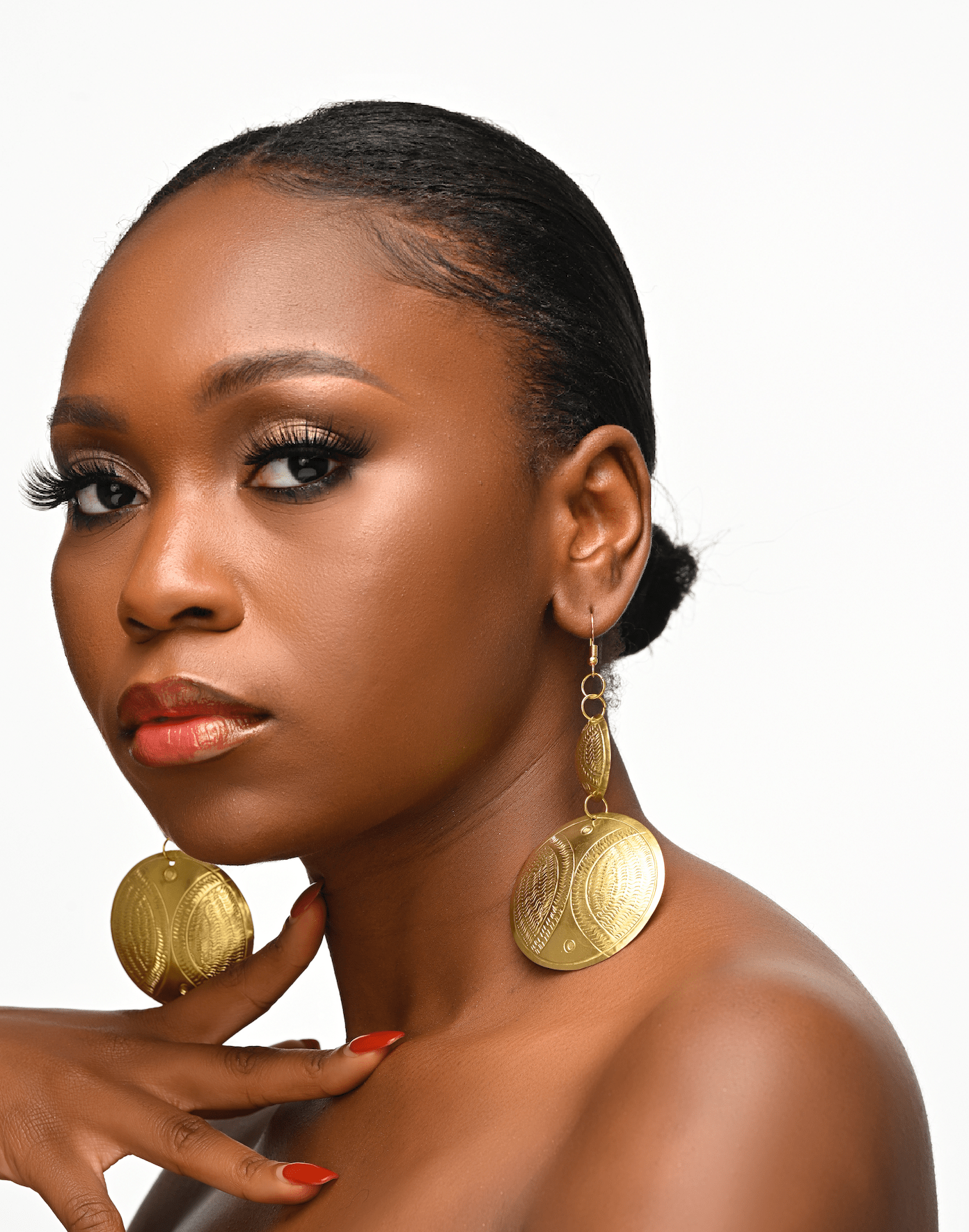 Authentic African Long Engraved Brass Dangle Earrings - Fatisha Boutique