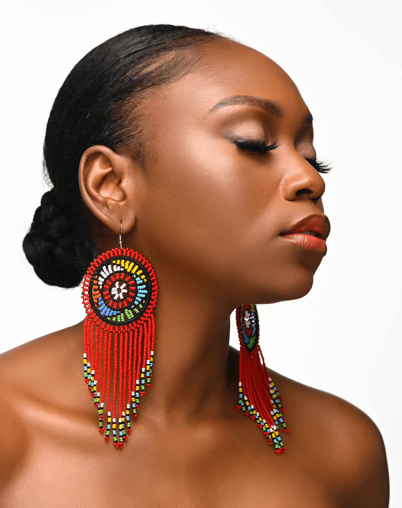 Authentic African Maasai Zulu Tribal Ethnic Long Tassel Dangle Earrings - Fatisha Boutique
