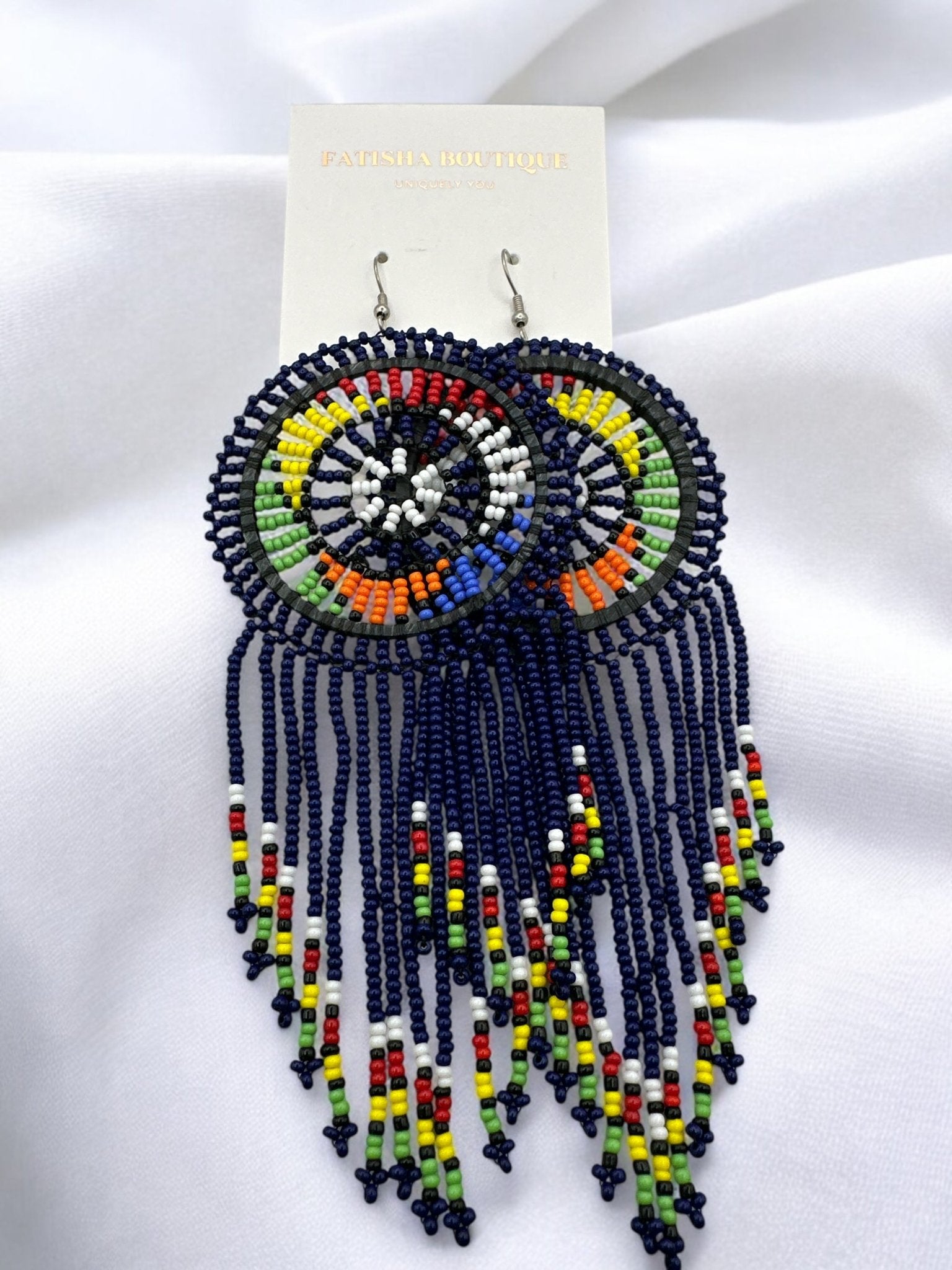 Authentic African Maasai Zulu Tribal Ethnic Long Tassel Dangle Earrings - Fatisha Boutique