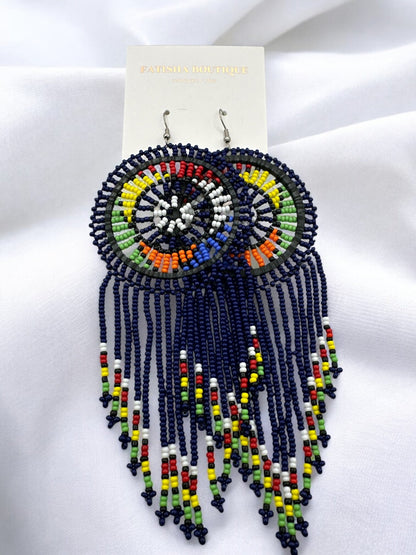 Authentic African Maasai Zulu Tribal Ethnic Long Tassel Dangle Earrings - Fatisha Boutique