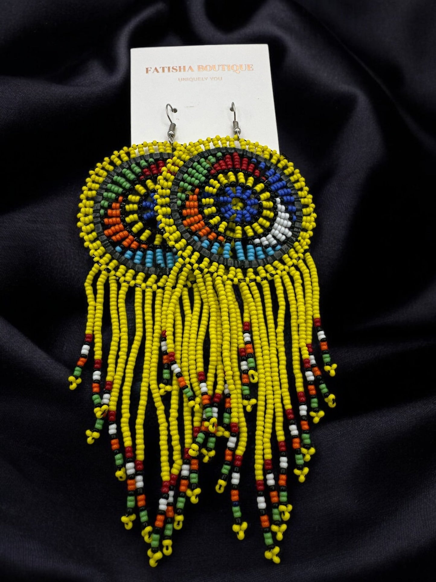 Authentic African Maasai Zulu Tribal Ethnic Long Tassel Dangle Earrings - Fatisha Boutique