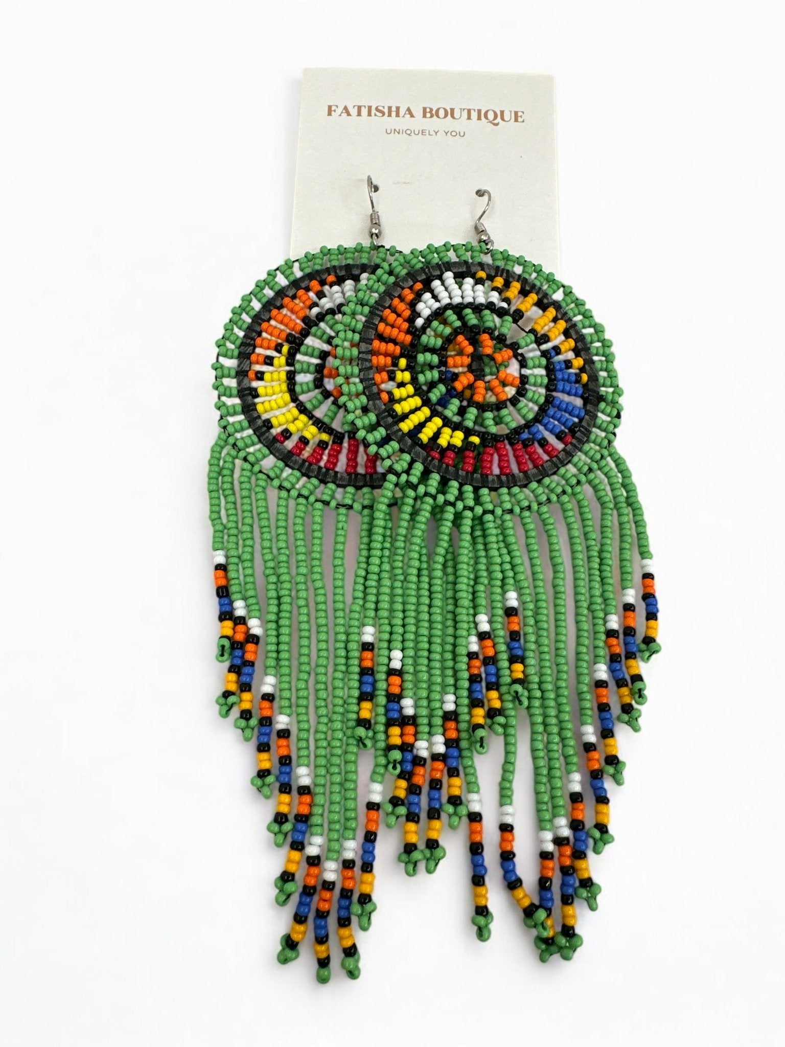 Authentic African Maasai Zulu Tribal Ethnic Long Tassel Dangle Earrings - Fatisha Boutique