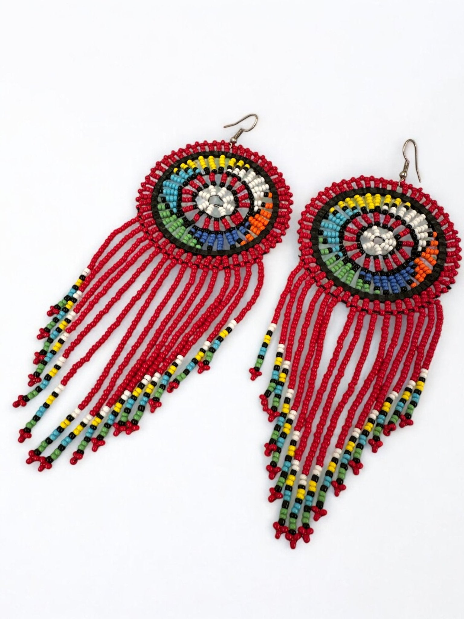 Authentic African Maasai Zulu Tribal Ethnic Long Tassel Dangle Earrings - Fatisha Boutique