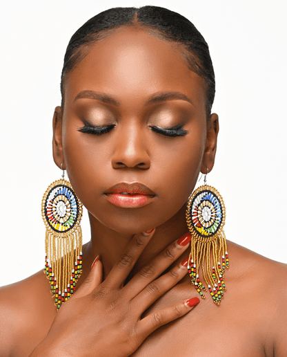 Authentic African Maasai Zulu Tribal Ethnic Long Tassel Dangle Earrings - Fatisha Boutique