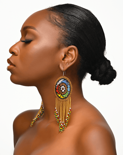 Authentic African Maasai Zulu Tribal Ethnic Long Tassel Dangle Earrings - Fatisha Boutique