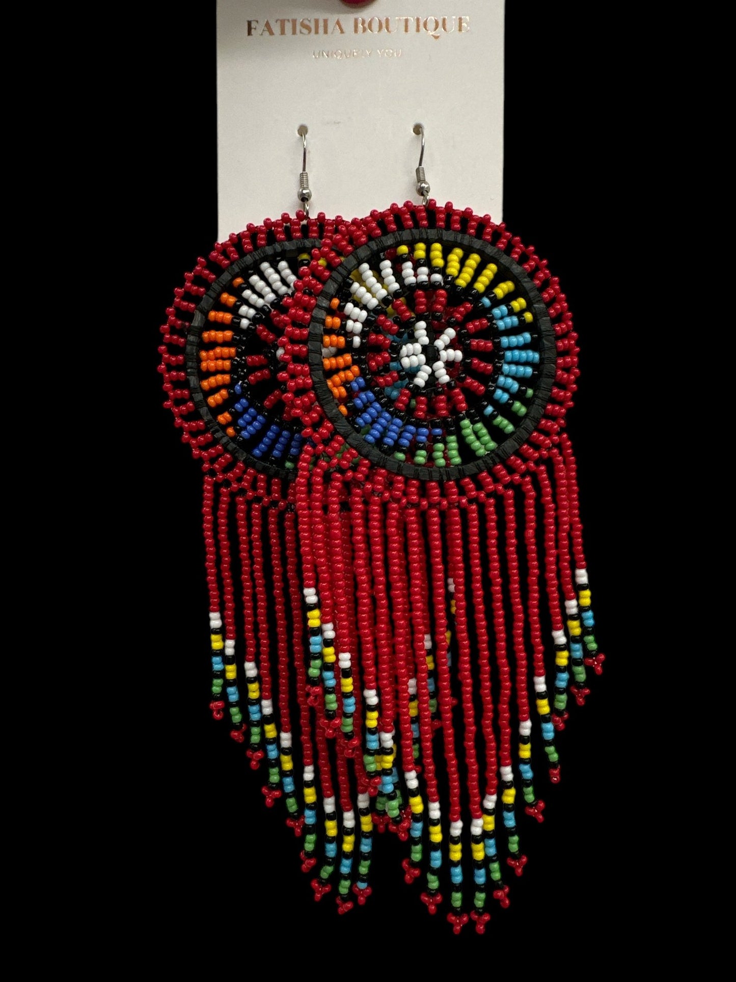 Authentic African Maasai Zulu Tribal Ethnic Long Tassel Dangle Earrings - Fatisha Boutique